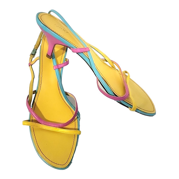 Fioni 80's Style Multi-Color Ankle Strap Sandals Size 10 - Picture 6 of 9